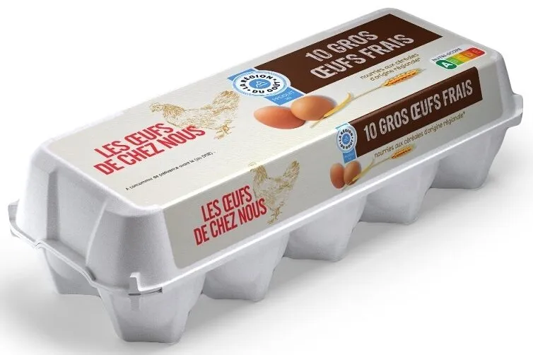 10 gros œufs frais Les Œufs de chez Nous de poules élevées au sol