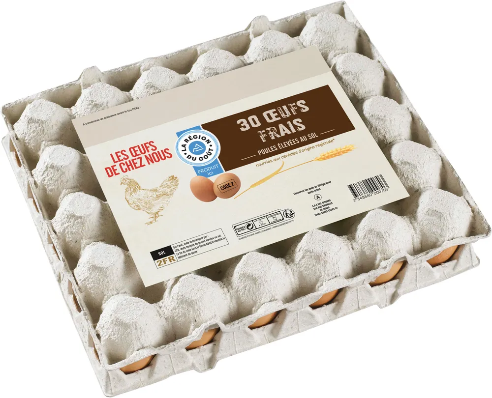30 œufs frais Les Œufs de chez Nous de poules élevées au sol