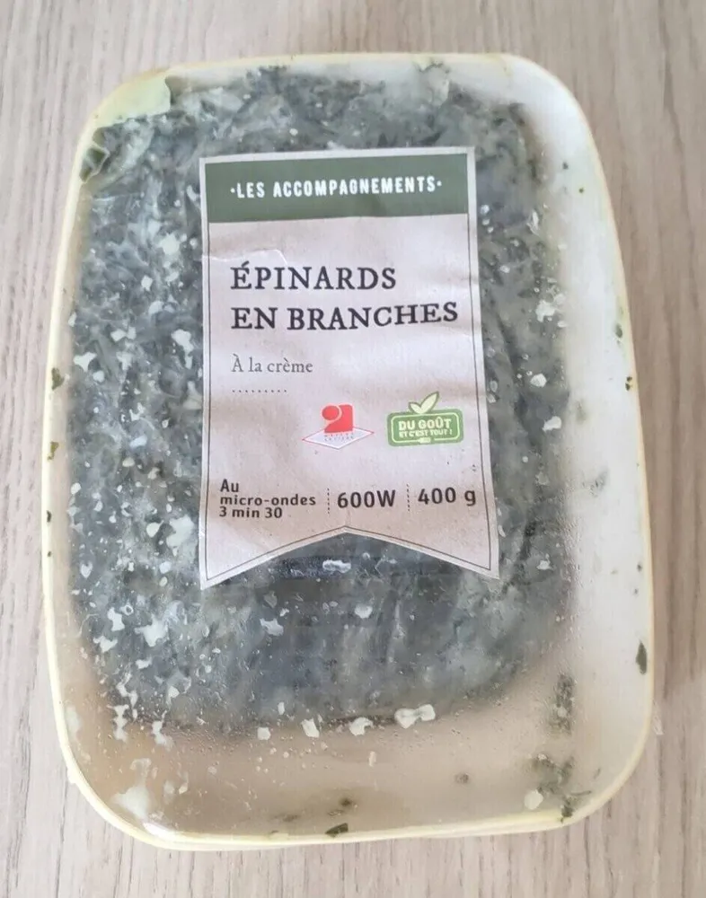 Épinards en branche à la crème