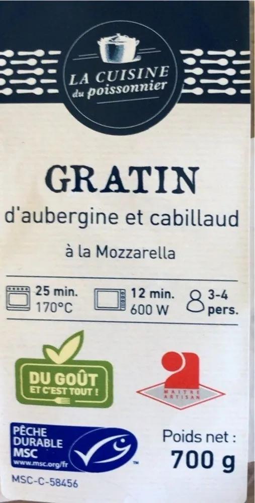 Gratin d’aubergine et cabillaud à la Mozzarella