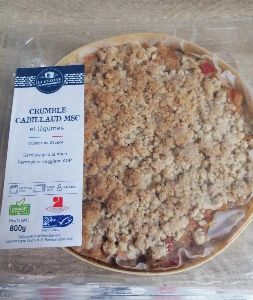 Crumble cabillaud MSC et légumes