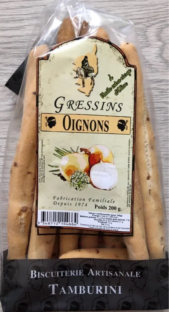 Gressins Oignons à l'huile extra vierge d'olive