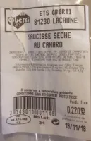 Saucisse seche au canard