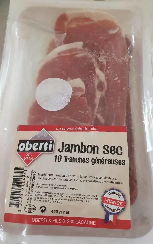 Jambon sec 10 tranches généreuses