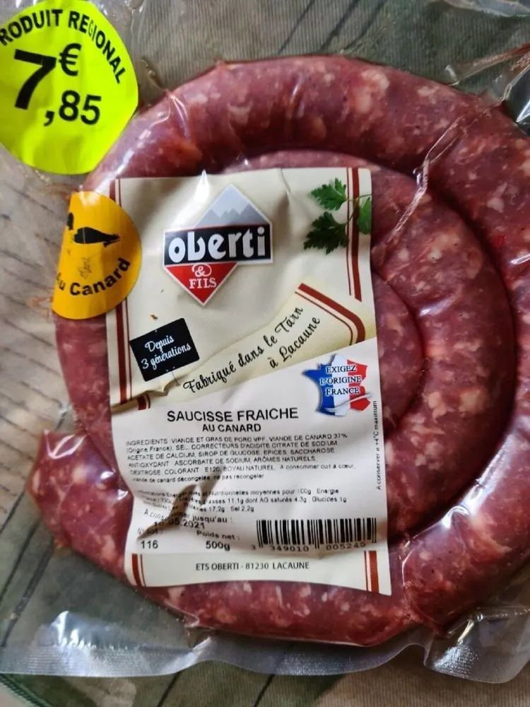 Saucisse fraîche au canard