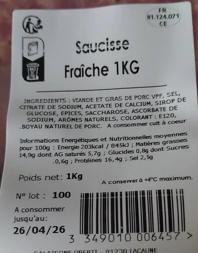 Saucisse fraîche