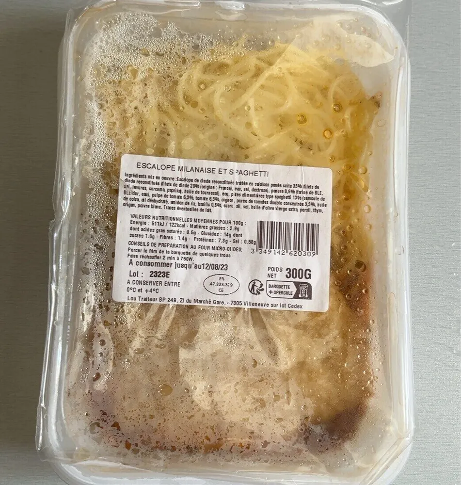 Escalope Milanaise et Spaghettis