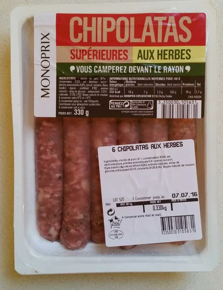 Chipolatas supérieures aux herbes