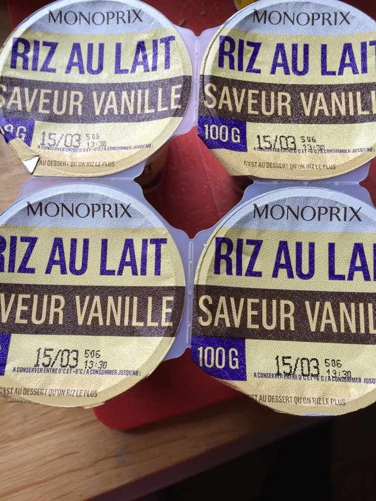 Riz au lait saveur vanille