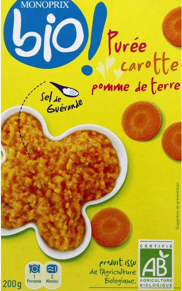 Purée de pommes de terre et carotte