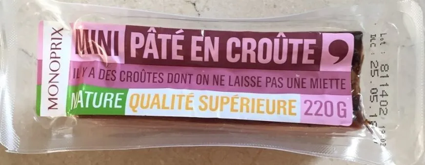 Mini pâté en en croute nature qualité supérieure