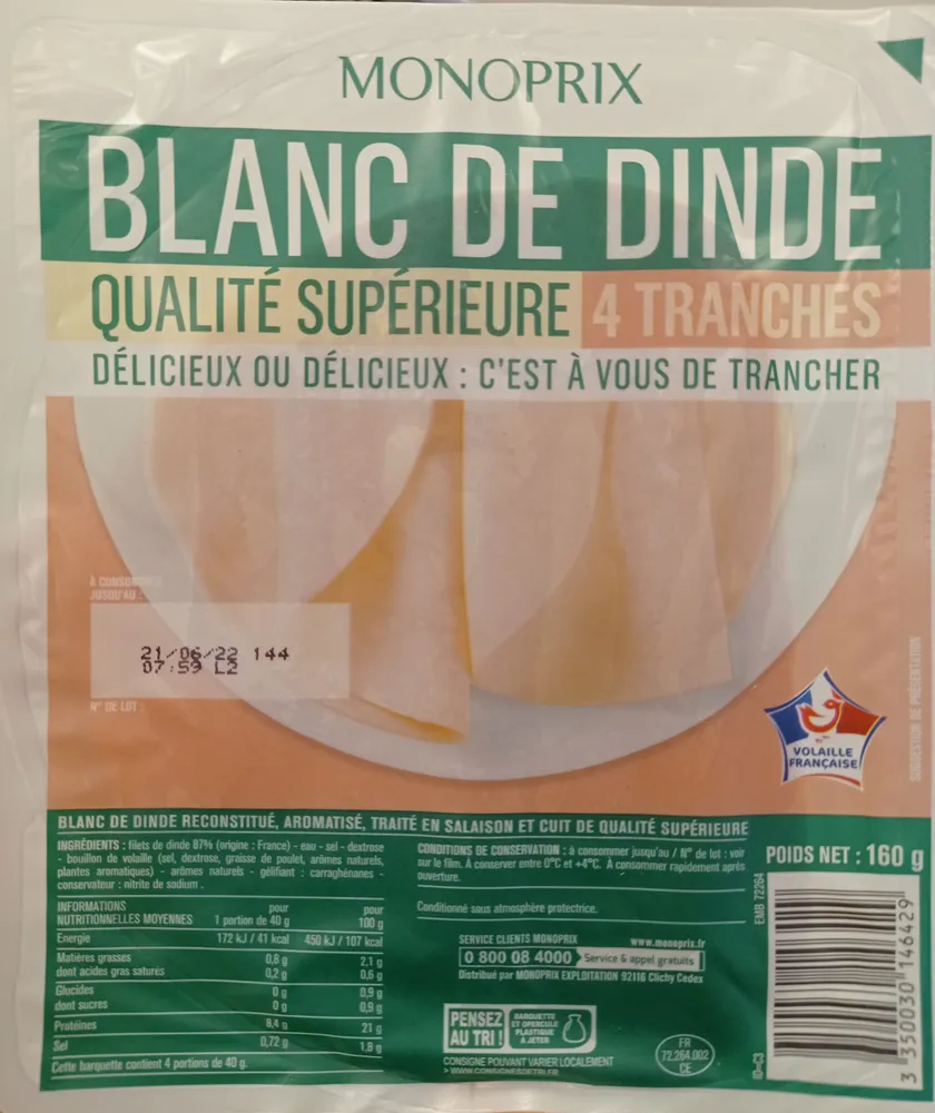 Blanc de dinde qualité supérieure