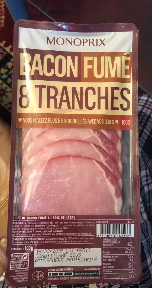 Bacon fumé 8 tranches