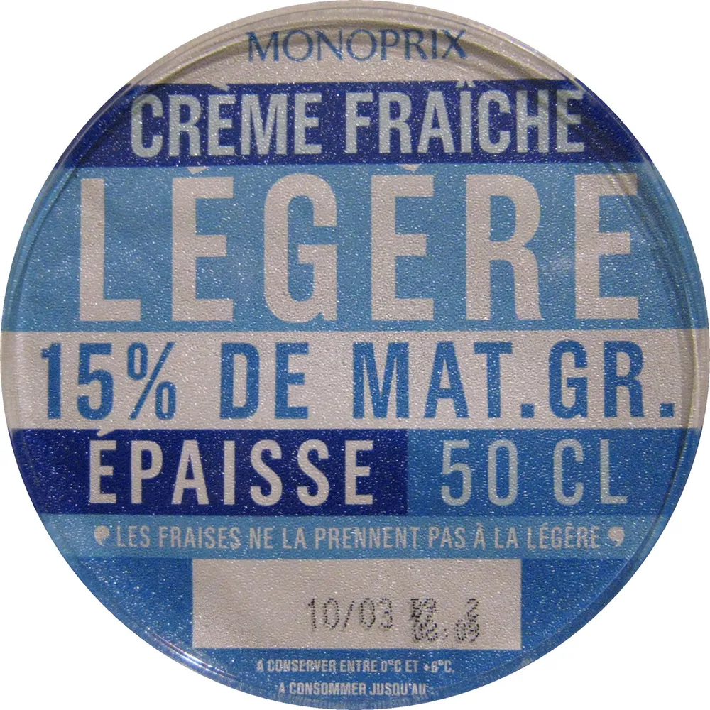 Crème fraîche légère 15 % de Mat. gr. épaisse