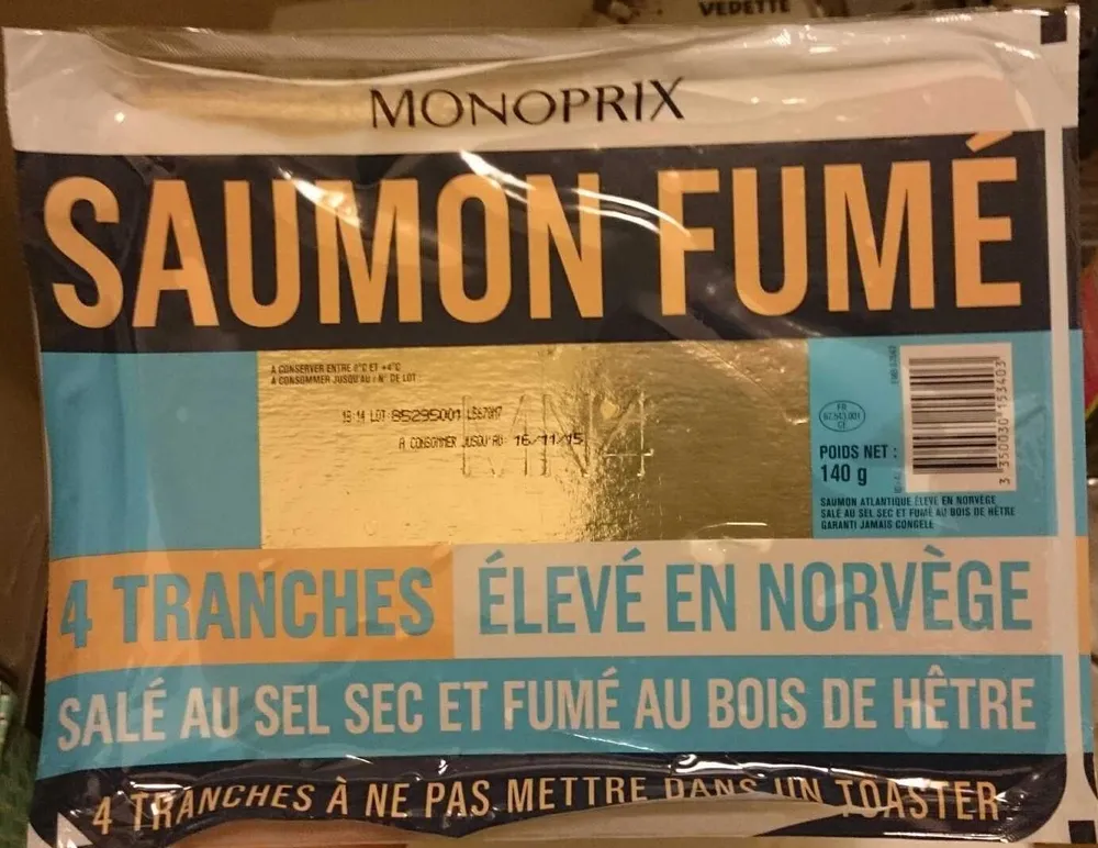 Saumon fumé élevé en Norvège