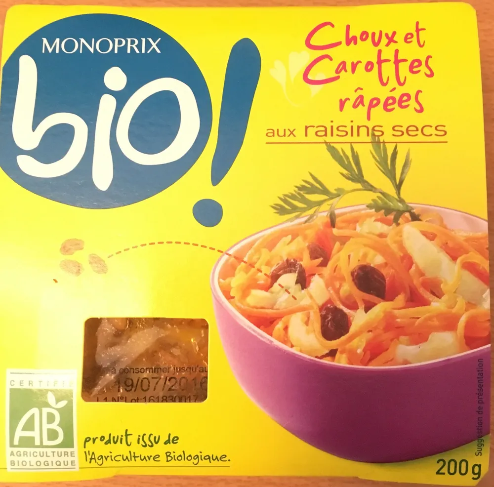 Choux et Carottes Râpées aux Raisins Secs