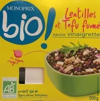 Lentilles et tofu fumé sauce vinaigrette