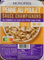 Penne au poulet sauce champignons