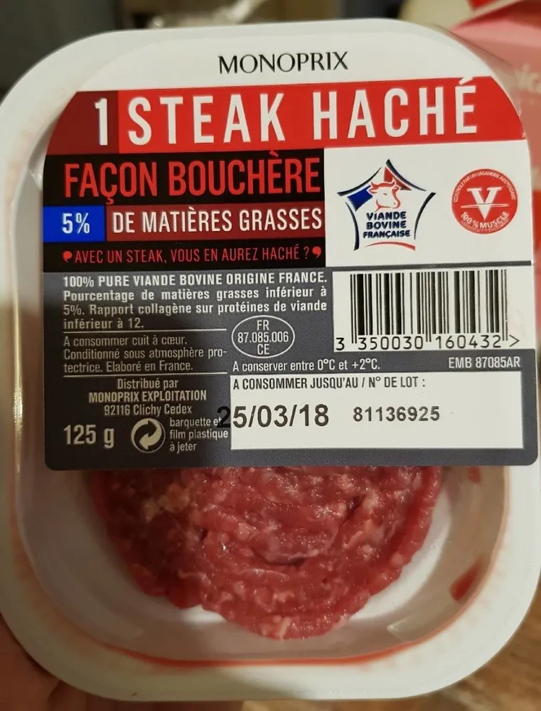 Steak Haché Frais Pur Boeuf 125 gr