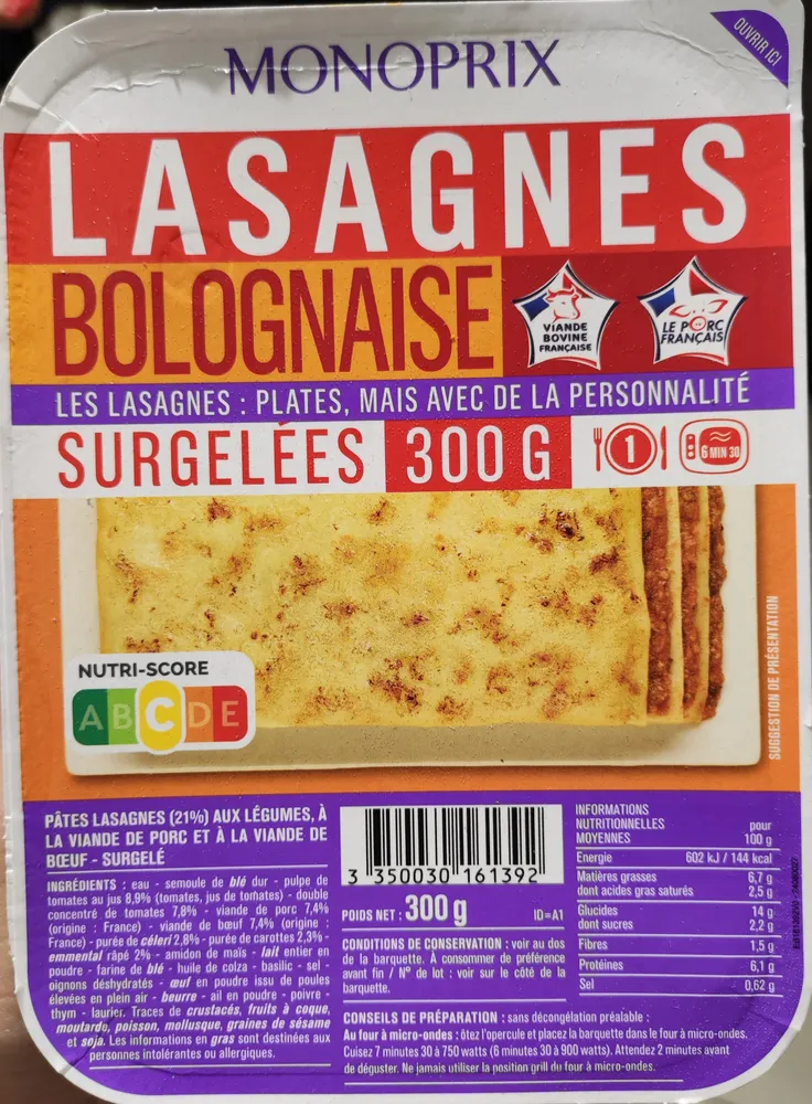 Lasagnes bolognaise