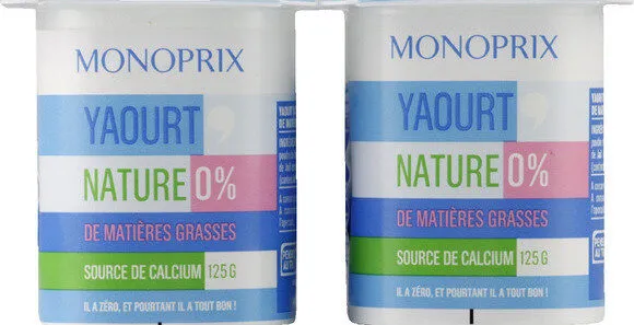 Yaourts natures, 0% de mat. Gr.