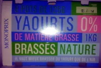 Yaourts 0% brassés nature
