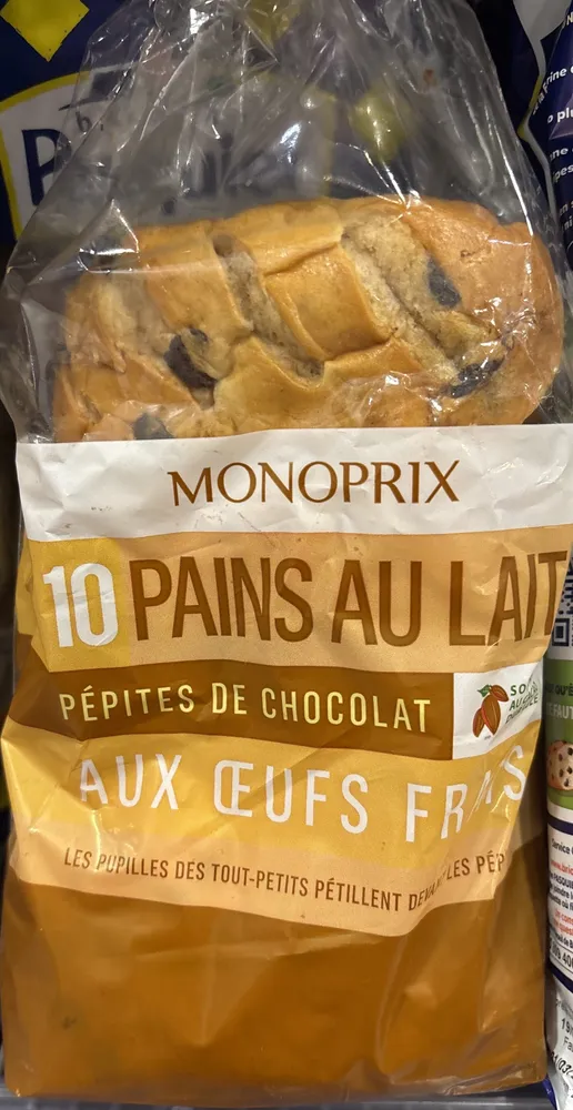 10 pains au lait aux pépites de chocolat au lait