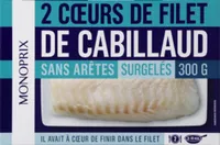 Coeurs de filets de cabillaud, sans arêtes, surgelés