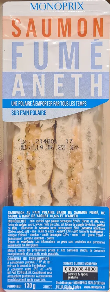 Saumon Fume aneth pain polaire