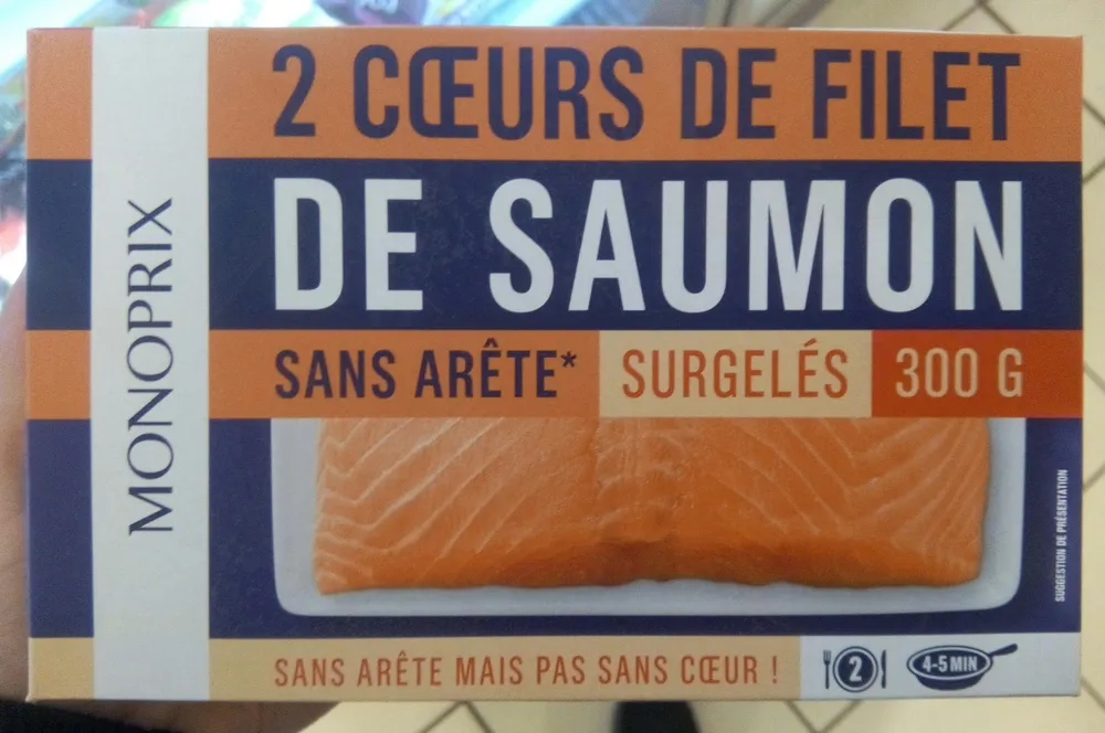 Coeurs de filet de saumon, sans arêtes, surgelés