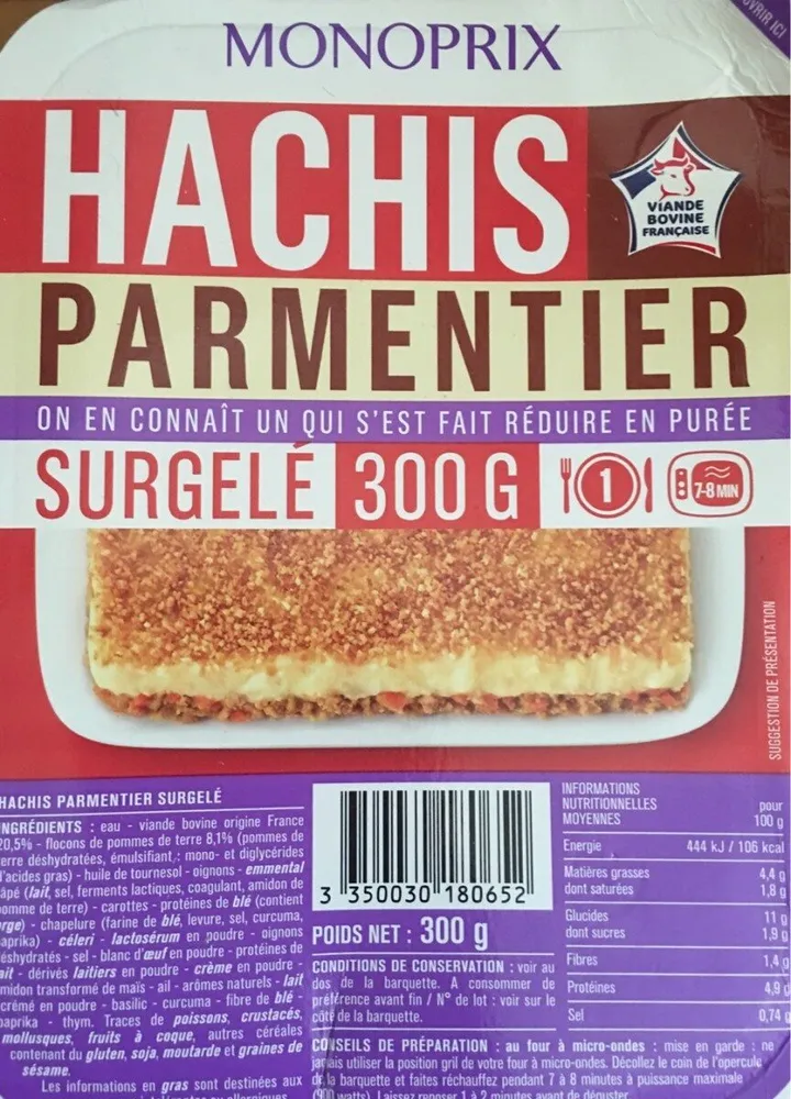 Hachis parmentier surgelé