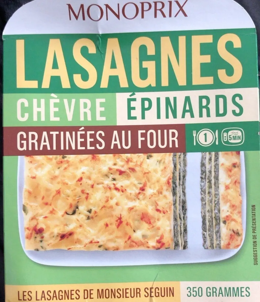 Lasagnes Chèvre Épinards Gratinées au Four