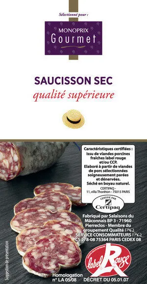 Saucisson sec qualité supérieure