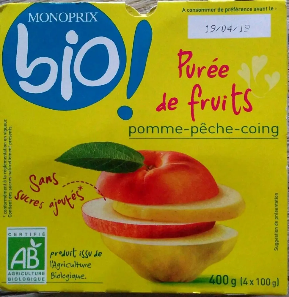 Purée de fruit pomme-pêche-coing