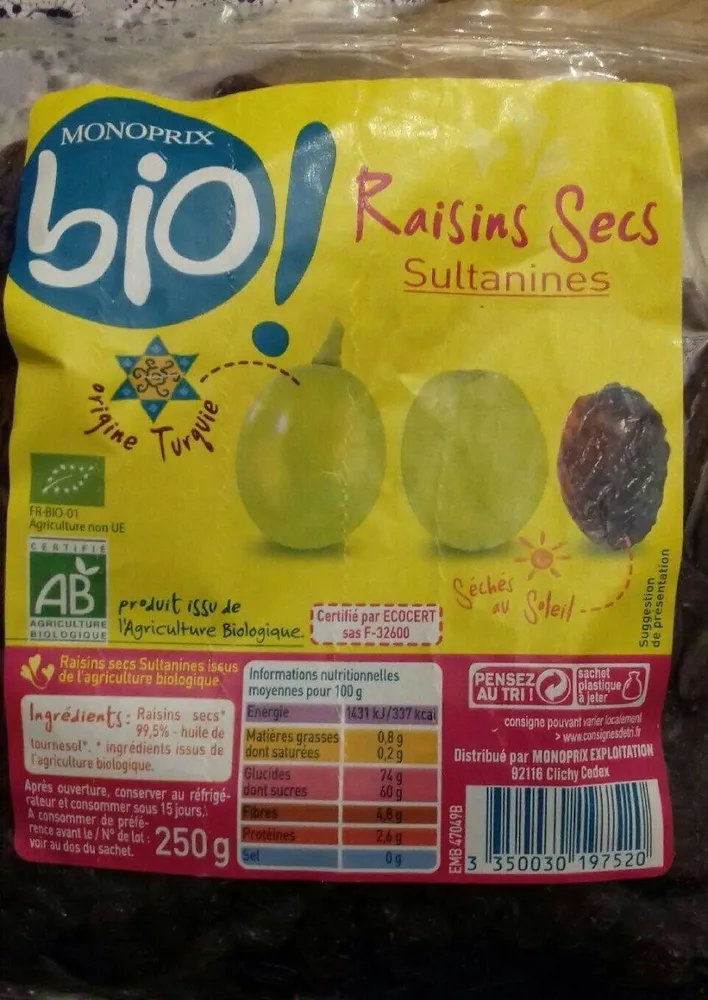 Raisins secs Sultanines
