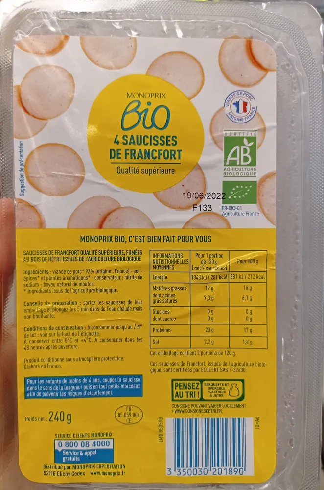 4 Saucisses de Francfort