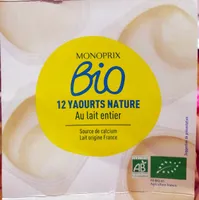 Yaourt nature bio au lait entier