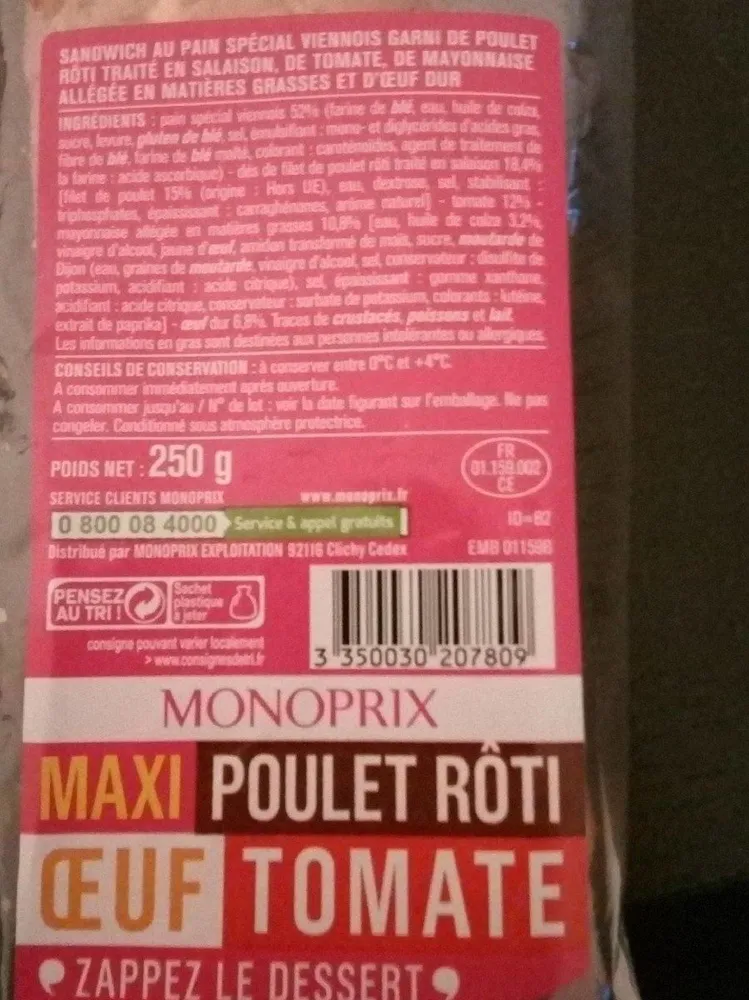 Maxi Poulet Rôti Oeuf Tomate