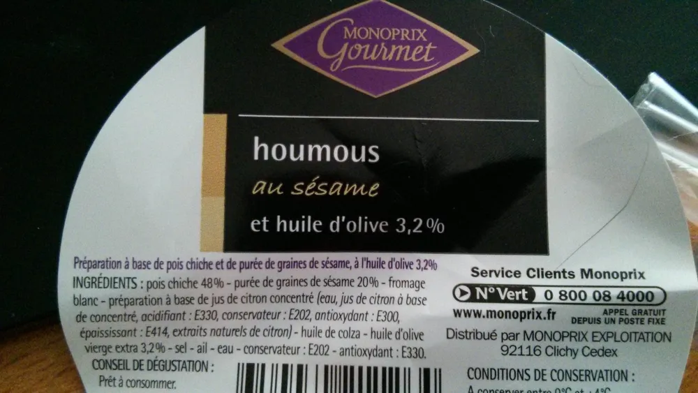 Houmous au sésame et huile d'olive 3,2%