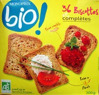 36 Biscottes complètes Bio Monoprix