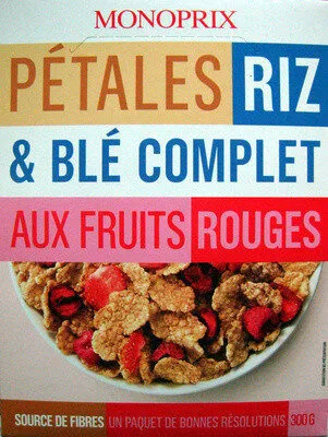 Pétales riz et blé complet aux fruits rouges Monoprix