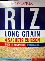 Riz long grain 4 sachets cuisson Monoprix