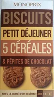 Biscuits petit déjeuner 5 céréales et pépites de chocolat