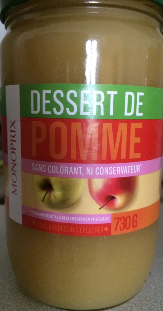 Dessert de pomme sans colorant ni conservateur