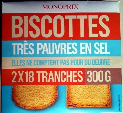 Biscottes très pauvres en sel