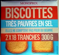 Biscottes très pauvres en sel