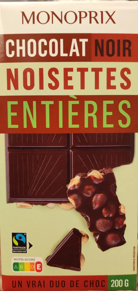 Chocolat noir aux noisettes entières