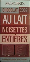 Chocolat au lait noisettes entières