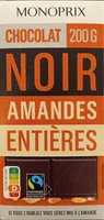 Chocolat noir amandes entières