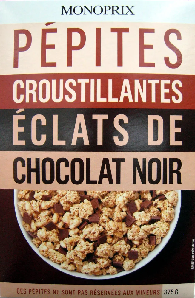 Pépites croustillantes éclats de chocolat noir